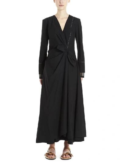 Shop Loewe Front Knot Dress In Black