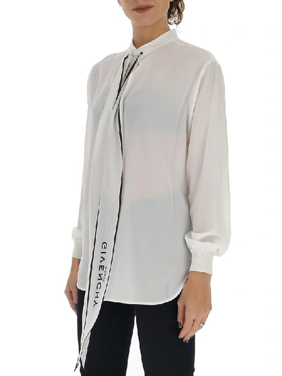 Shop Givenchy Logo Tie Blouse In White