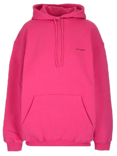 Shop Balenciaga Oversized Logo Hoodie In Pink
