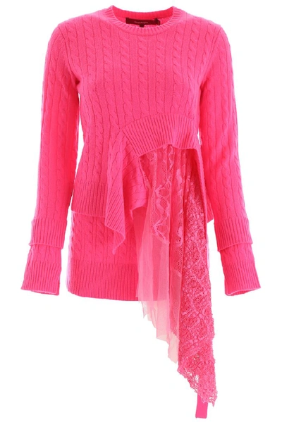 Shop Sies Marjan Asymmetric Lace Detail Sweater In Pink