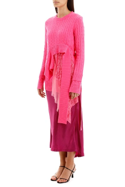 Shop Sies Marjan Asymmetric Lace Detail Sweater In Pink