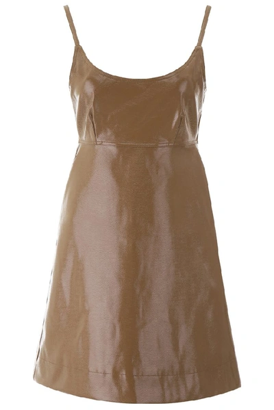 Shop Ganni Knotted Mini Dress In Brown