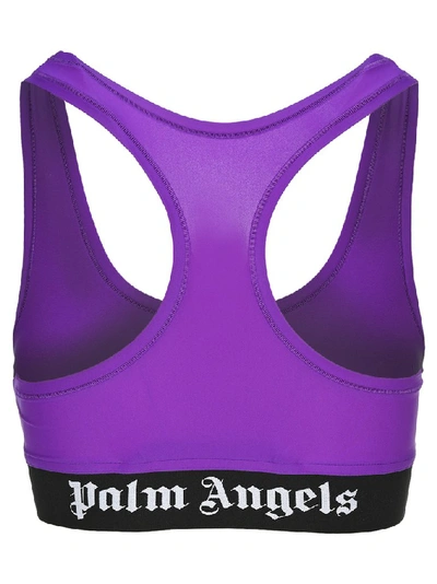 Shop Palm Angels Logo Sport Bra In Purple