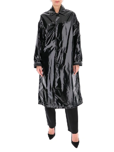 Shop Marine Serre Logo Printed Raincoat In Black