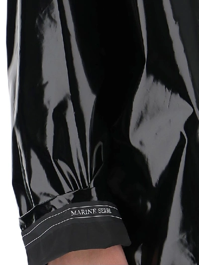 Shop Marine Serre Logo Printed Raincoat In Black