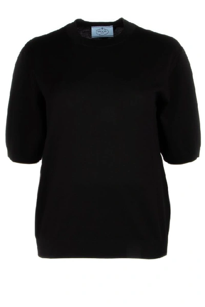 Shop Prada Short Sleeves Pullover In Black