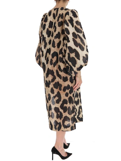 Shop Ganni Leopard Print Maxi Dress In Multi