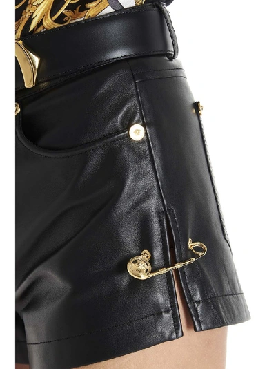 Shop Versace Safety Pin Detail Shorts In Black