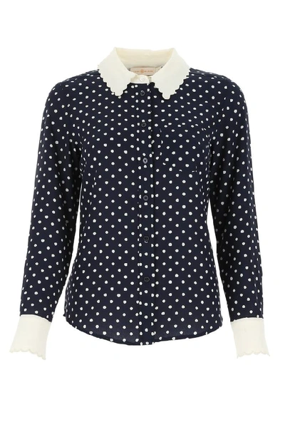 Shop Tory Burch Polka Dot Shirt In Blue