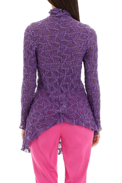 Shop Sies Marjan Lace Asymmetric Ruched Top In Purple