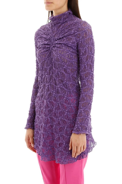 Shop Sies Marjan Lace Asymmetric Ruched Top In Purple