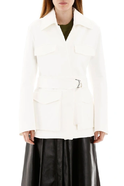Shop Marni Removable Bottom Belted Jacket In White