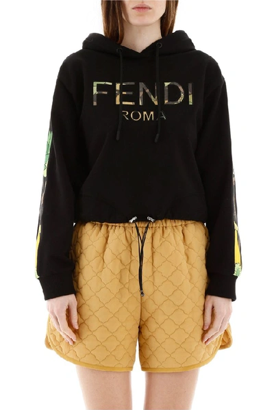 Shop Fendi Cropped Logo Hoodie In Multi