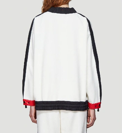Shop Moncler Grenoble Rouched Trim Colour Block Sweater In White