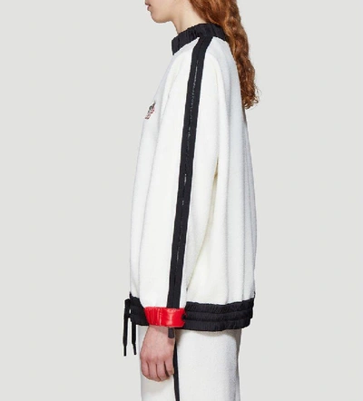 Shop Moncler Grenoble Rouched Trim Colour Block Sweater In White