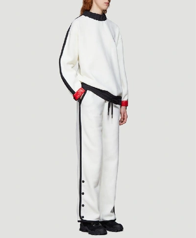 Shop Moncler Grenoble Rouched Trim Colour Block Sweater In White