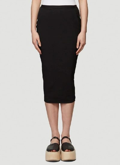 Shop Rick Owens Fitted Midi Skirt In Black