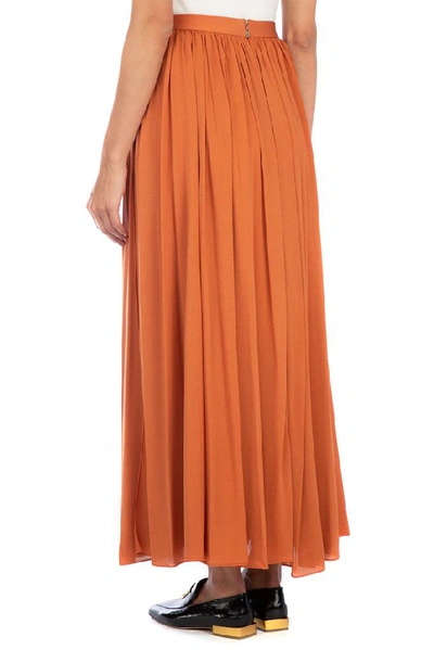 Shop Max Mara Pleated Maxi Skirt In Orange