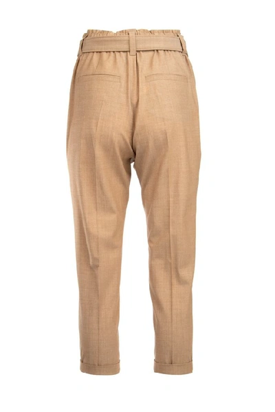 Shop Brunello Cucinelli Belted Cropped Trousers In Brown