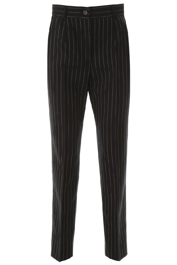 pinstripe tapered trousers