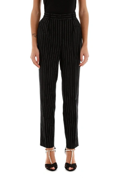 Shop Dolce & Gabbana Pinstripe Tapered Trousers In Black