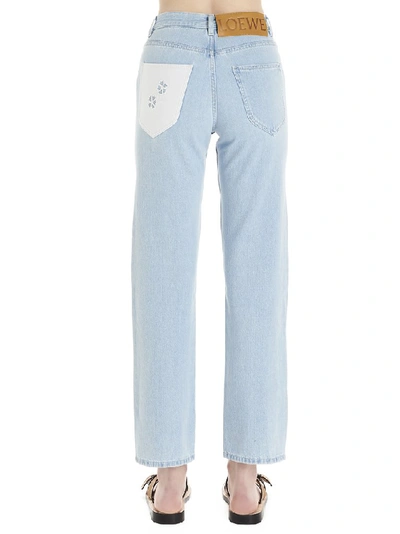 Shop Loewe Embroidered Pocket Jeans In Blue