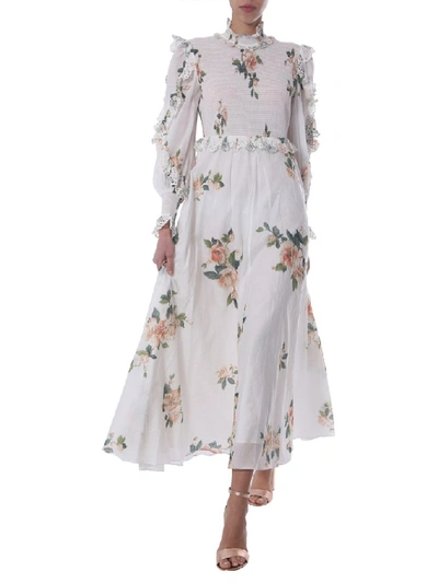 Shop Zimmermann Floral Print Maxi Dress In White