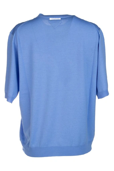 Shop Prada Short Sleeves Pullover In Azzurro