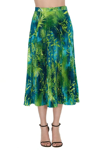 Shop Versace Jungle Printed Midi Dress In Green