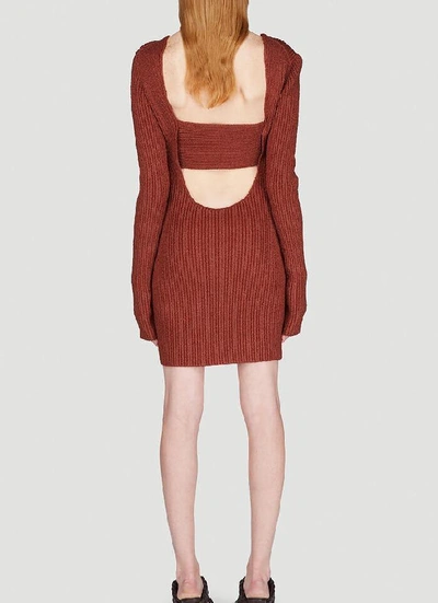 Shop Bottega Veneta Asymmetric Knitted Dress In Red