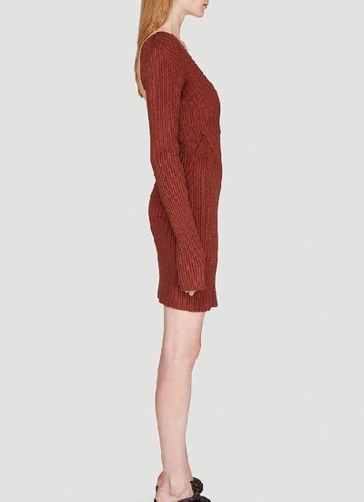 Shop Bottega Veneta Asymmetric Knitted Dress In Red