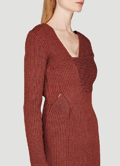 Shop Bottega Veneta Asymmetric Knitted Dress In Red