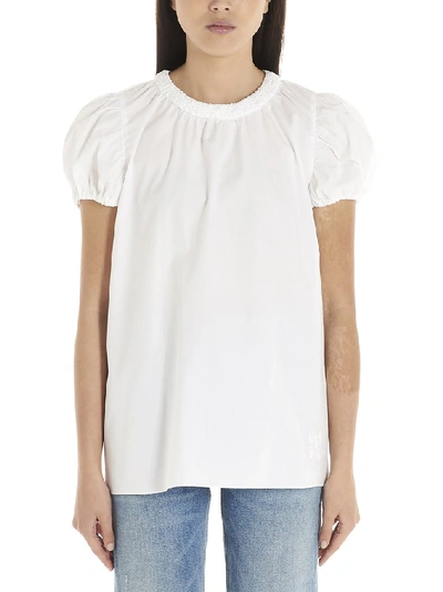 Shop Kenzo Ruched Neck Top In White