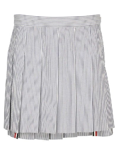Shop Thom Browne Striped Pleated Skirt In Blue