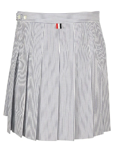 Shop Thom Browne Striped Pleated Skirt In Blue