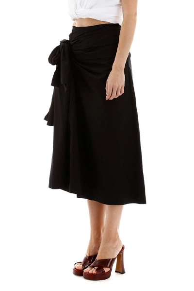 Shop Marni Draped Midi Skirt In Black