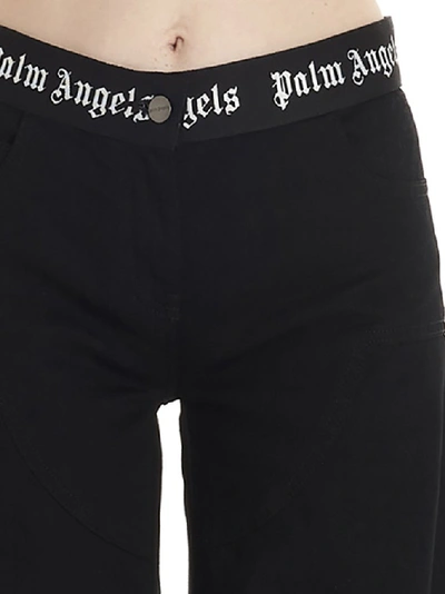 Shop Palm Angels Wide Leg Jeans In Black