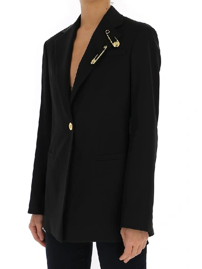 Shop Versace Pin Detail Blazer In Black