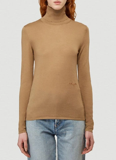 Shop Burberry Turtleneck Sweater In Brown