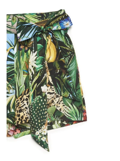 Shop Dolce & Gabbana Jungle Print Bow Shorts In Multi