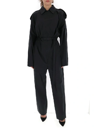 Shop Bottega Veneta Belted Jumpsuit In Black