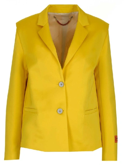 Shop Heron Preston Single Breasted Blazer In Yellow