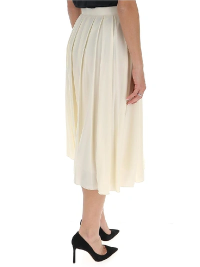 Shop Valentino Pleated Midi Skirt In White