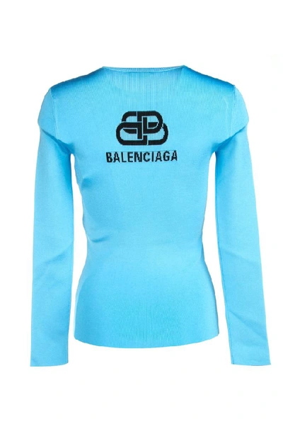 Shop Balenciaga Logo Motif Long In Blue