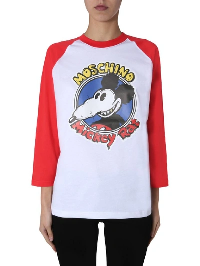 Shop Moschino Mickey Rat Long Sleeve T In Red