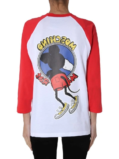 Shop Moschino Mickey Rat Long Sleeve T In Red