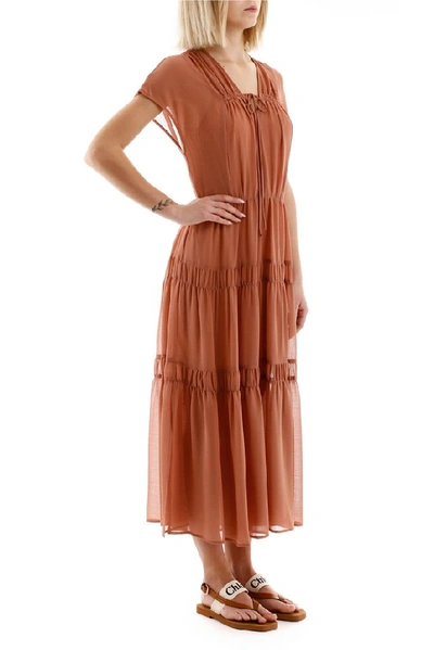 Shop See By Chloé Tiered Sheer Dress In Orange