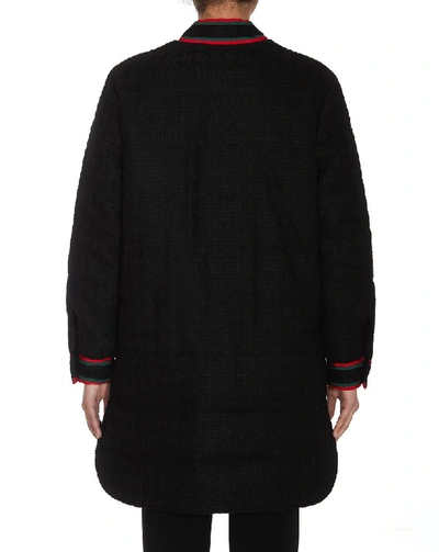 Shop Gucci Tweed Padded Jacket In Black