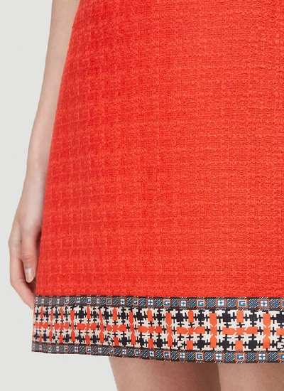 Shop Gucci Jacquard Hem Skirt In Red