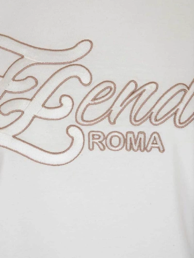 Shop Fendi Ff Karligraphy Embroidered T In White